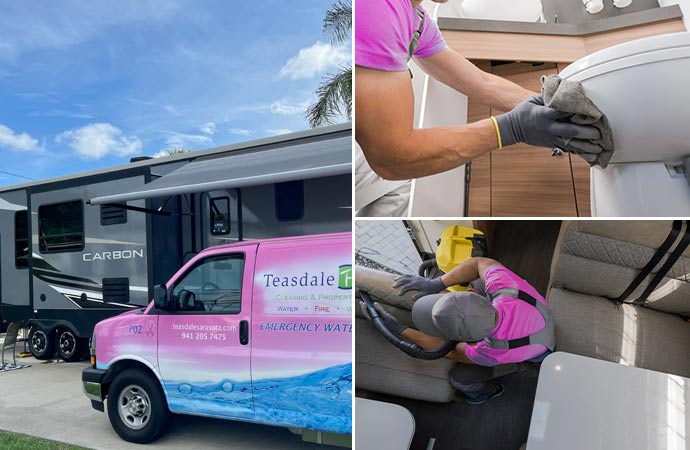 RV toilet and upholstery vacuum cleaning for a fresh and tidy mobile home.